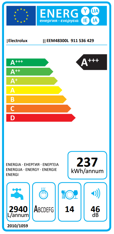 ELECTROLUX EEM48300L Beépíthető mosogatógép, Quickselect kezelőpanel, MaxiFlex fiók, 14 teríték, AirDry