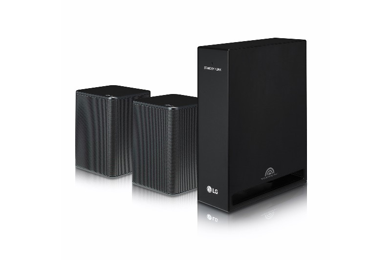 Sistema de sonido negro con dos altavoces.