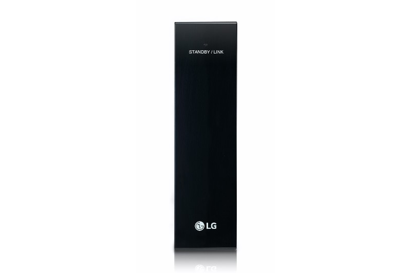 Dispositivo LG negro con texto 'Standby/Link' y logo LG sobre blanco.