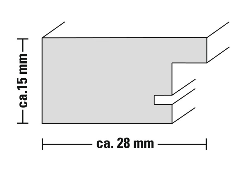 Egy 3D illusztráció egy szürke téglalap alakú keretről, kb. 15 mm magassággal.