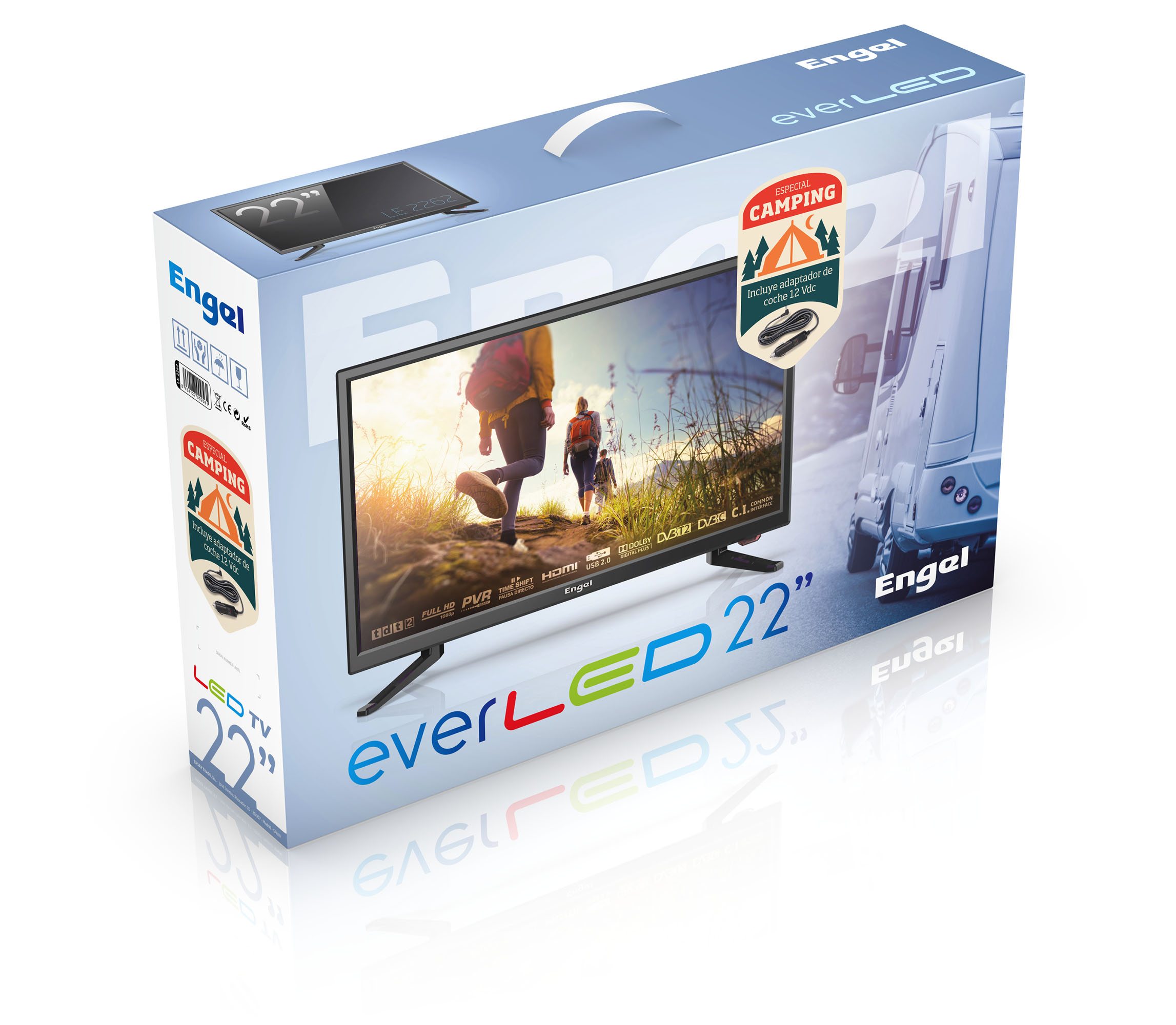 TV LED 22" - Engel LE2262, Full HD, 12V, USB, Especial Camping, TDT2