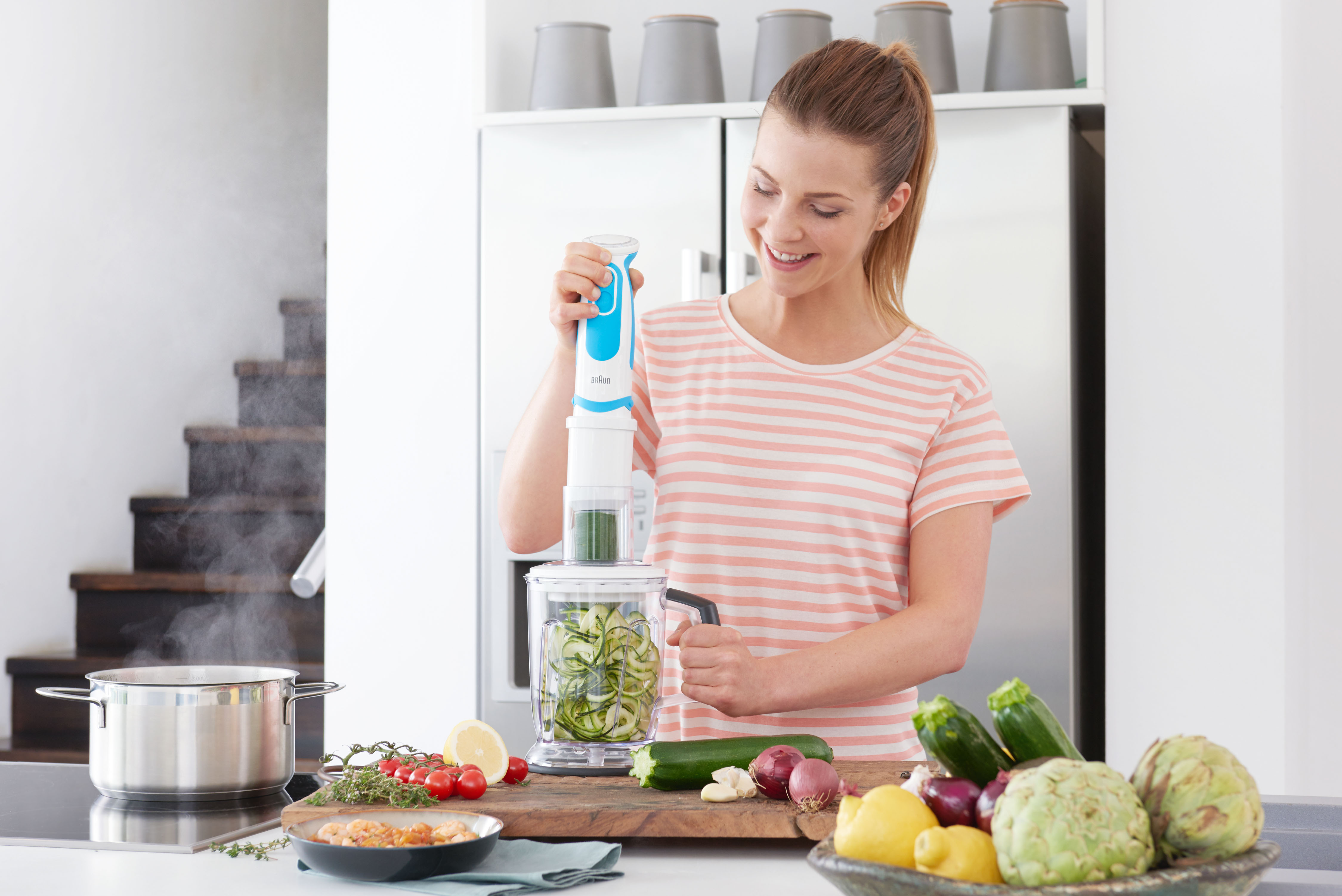 BRAUN MQ 5060 X ONPACK JUST SPICES LIMITED EDITION Stabmixer Weiß/Blau (750 Watt, 600 ml)