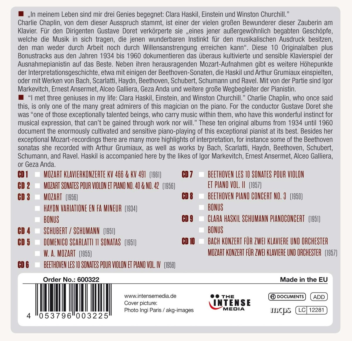 Clara Haskil - Milesotnes Of A Legend Clara Haskil: 20 Original Album CD