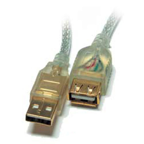 Şeffaf konektörlü iki USB kablosu, beyaz zemin üzerinde izole edilmiş.