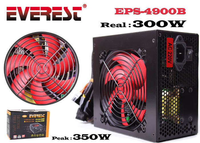 EVEREST EPS-4900B Peak-350W 3x Sata 6+4 Pin 12cm Fan Power Supply