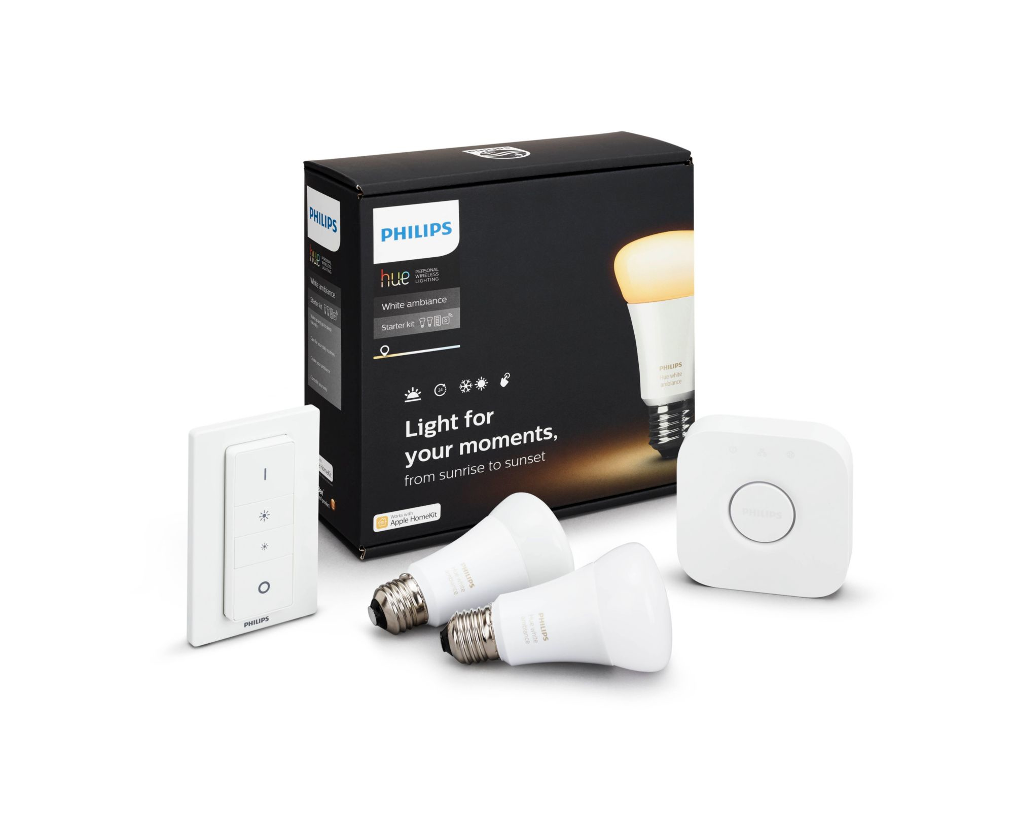 PHILIPS Hue Beyaz Ambiyans Akıllı Set x2 Kumandalı (E27)
