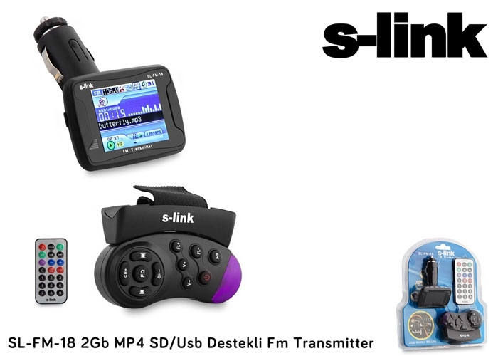 S-LINK SL-FM-18 2Gb MP4 SD/Usb Destekli Fm Transmitter