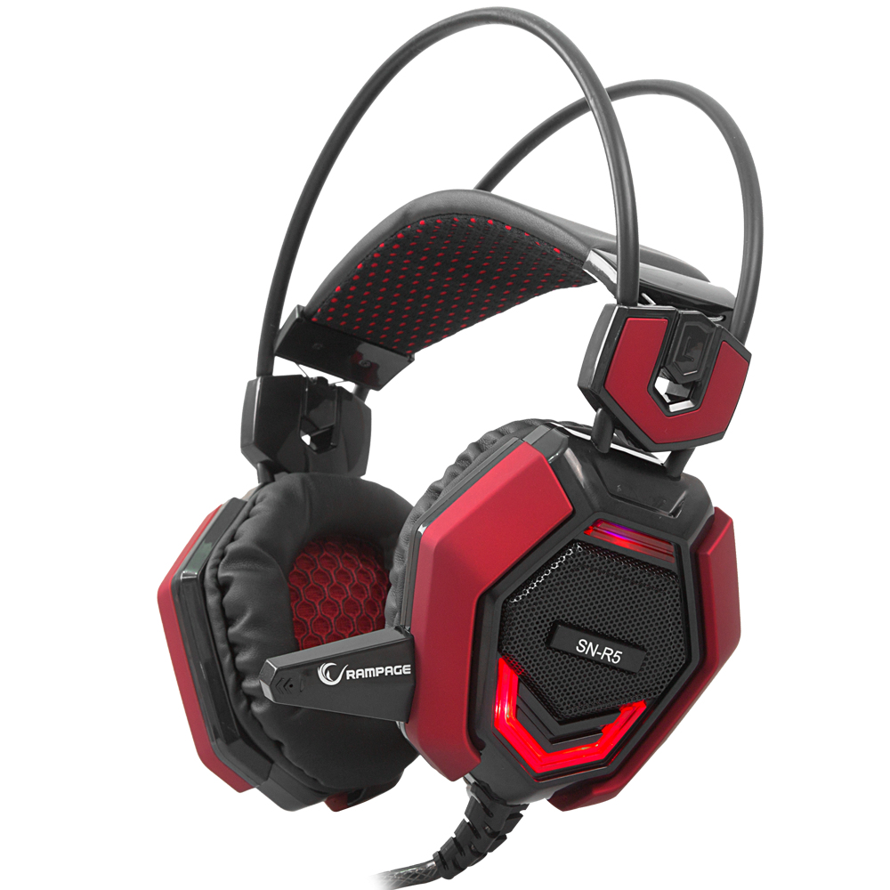 RAMPAGE Sn-R5 Oyuncu Mikrofonlu Kulaklık Siyah/Kırmızı
