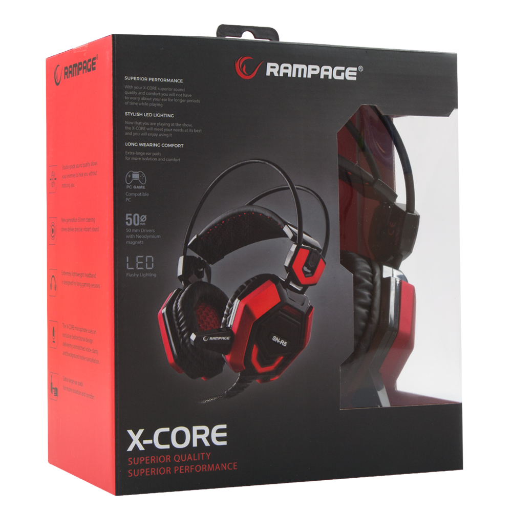 RAMPAGE Sn-R5 Oyuncu Mikrofonlu Kulaklık Siyah/Kırmızı