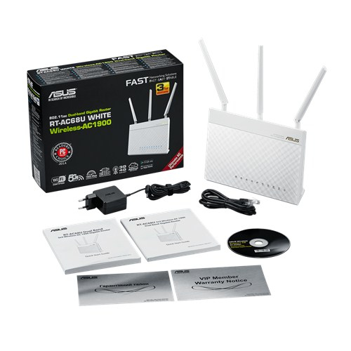 Router - ASUS, RT-AC68U WHITE AC1900 WRLS DB WLAN