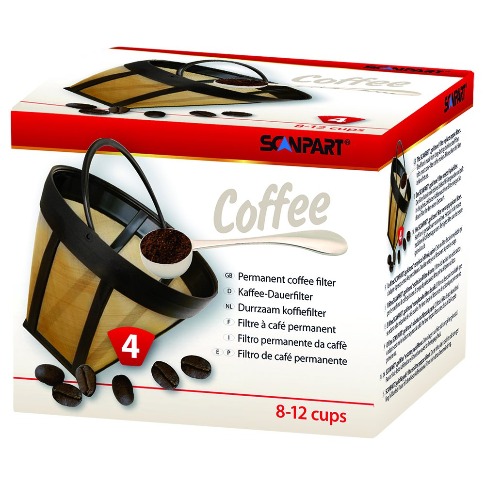 Caja de 4 filtros de café y granos de café. Varias instrucciones de preparación de café.