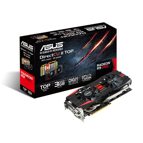 Tarjeta de Video Interna - ASUS, RADEON R9280-DC2T-3GD5 PCIE3 CTLR