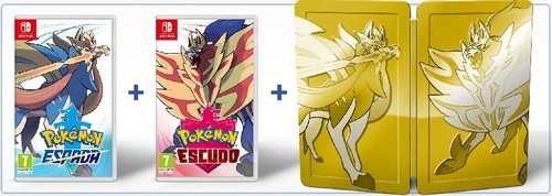 Nintendo Switch Pack Pokémon Escudo + Espada + Steelbook (Ed. Dual)