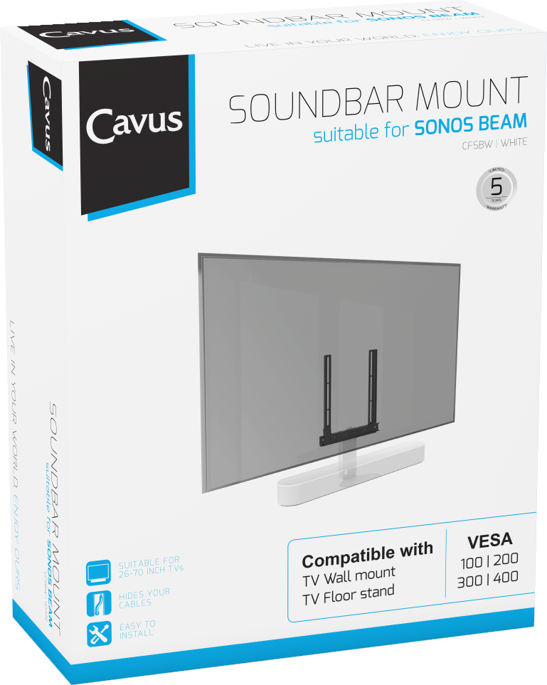 CAVUS CFSBW Wall Mount for SONOS Beam - Wandhalterung (Weiss)