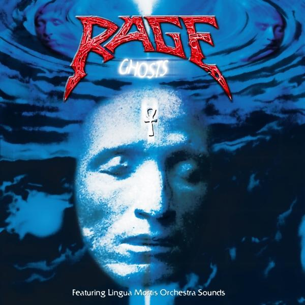 Albumcover für 'Rage Ghosts'. Blauer Hintergrund, Gesichtsabbildung und stilisierter roter Titel.