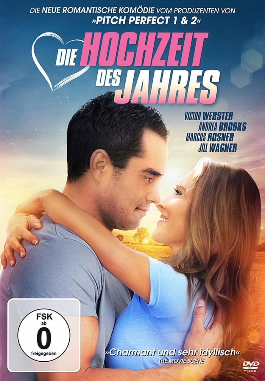 Filmposter mit einem sich umarmenden Paar, Titel "Die Hochzeit des Jahres", FSK 0, auf weißem Hintergrund.