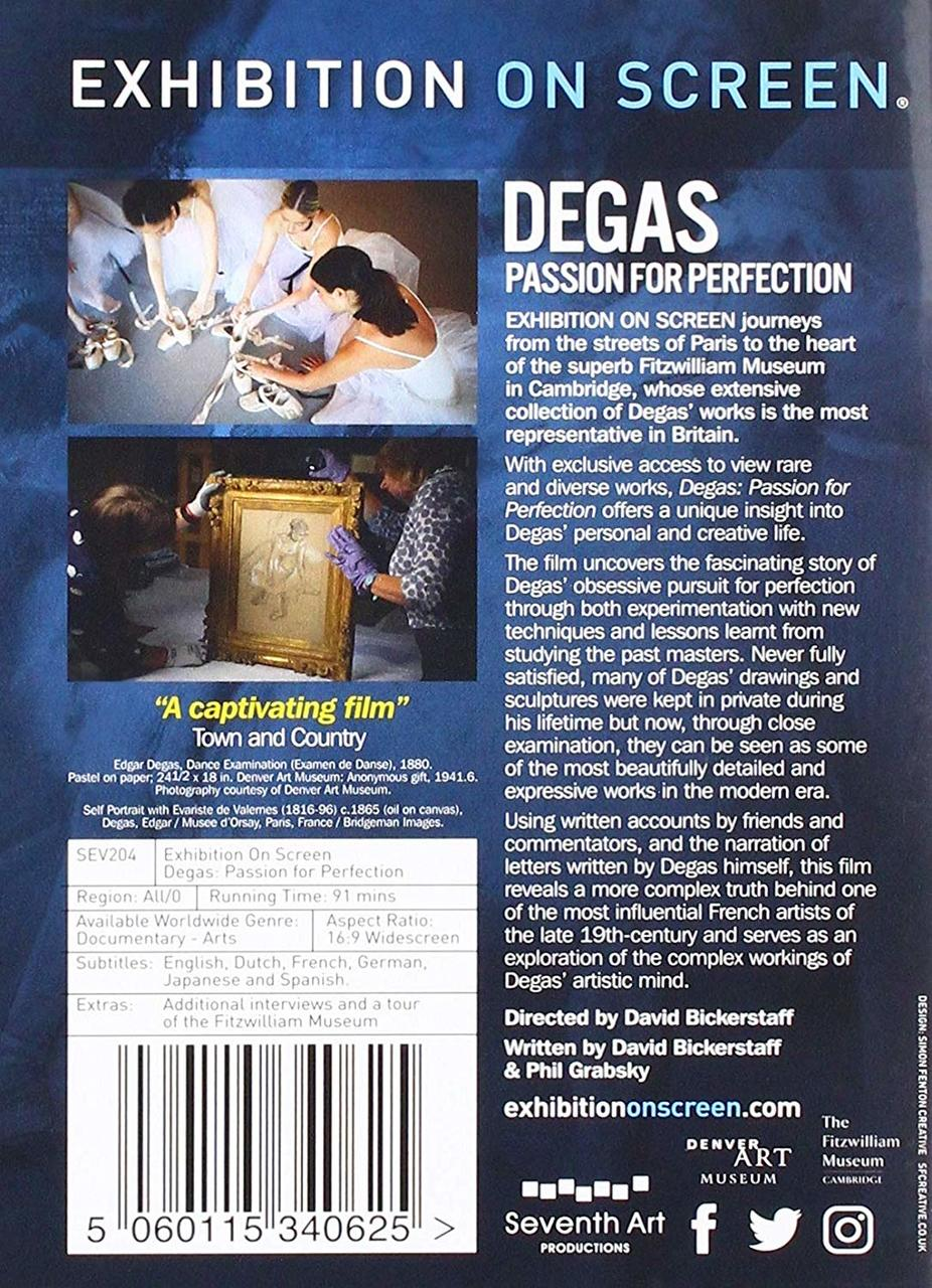 Rückseite einer DVD-Hülle mit dem Titel 'Exhibition on Screen: Degas'.
