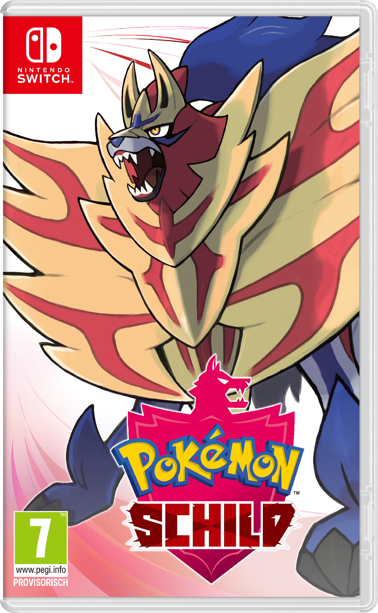 Custodia del gioco Nintendo Switch per Pokémon Scudo, con i personaggi del gioco.