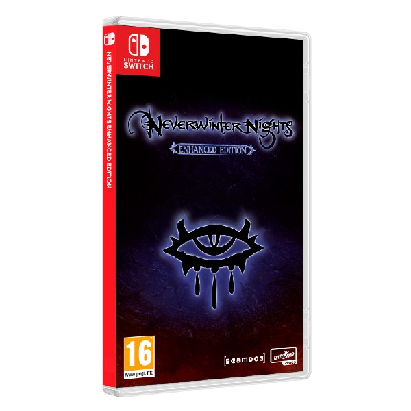 Caja de juego de Nintendo Switch para 'Neverwinter Nights: Enhanced Edition' con el logotipo y la marca.