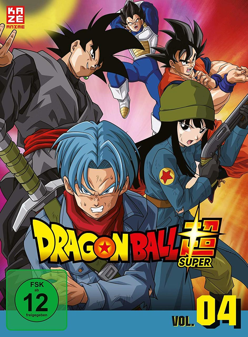 Anime-DVD-Cover. Charaktere aus Dragon Ball Super. Text: Dragon Ball Super Vol. 04.
