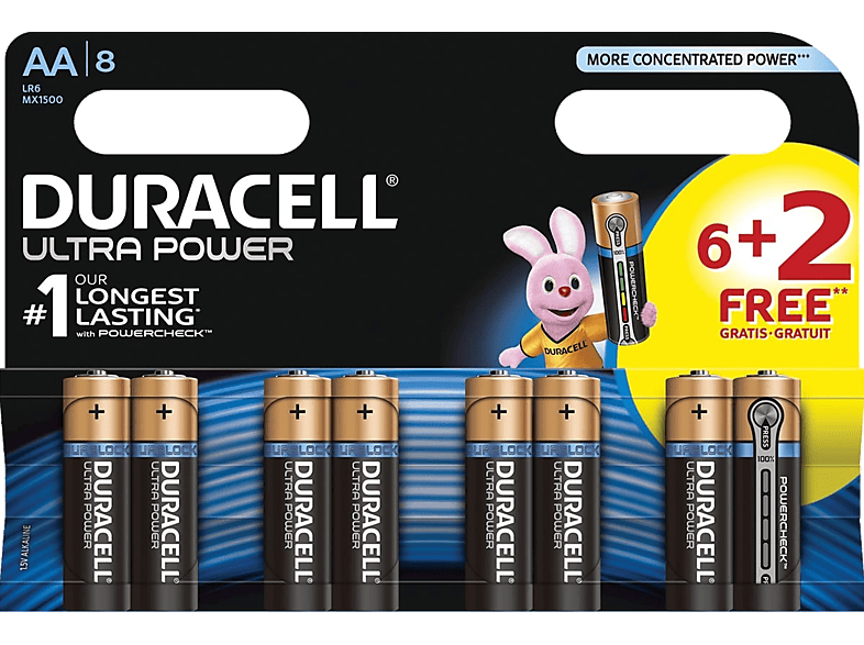 DURACELL AA-batterijen 6+2 Pack Ultra Power (5000394005556)