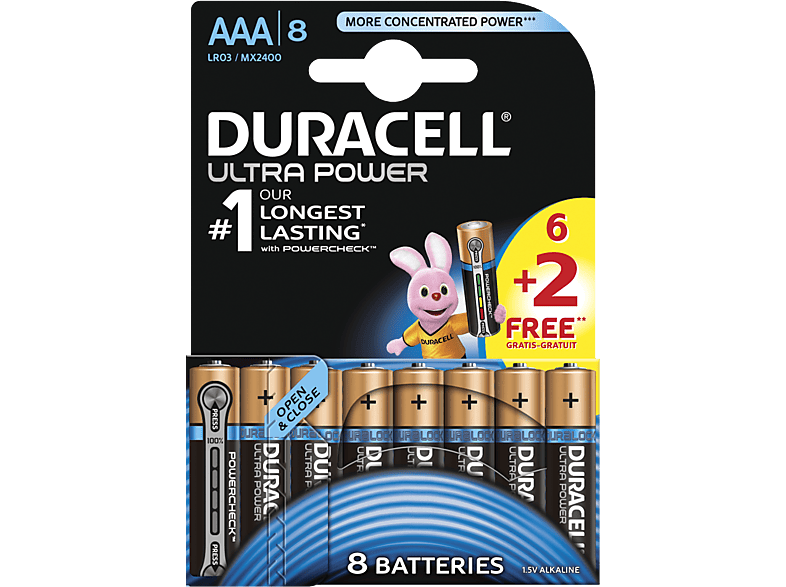 DURACELL AAA-batterijen Ultra Power 6+2 Pack (5000394007932)