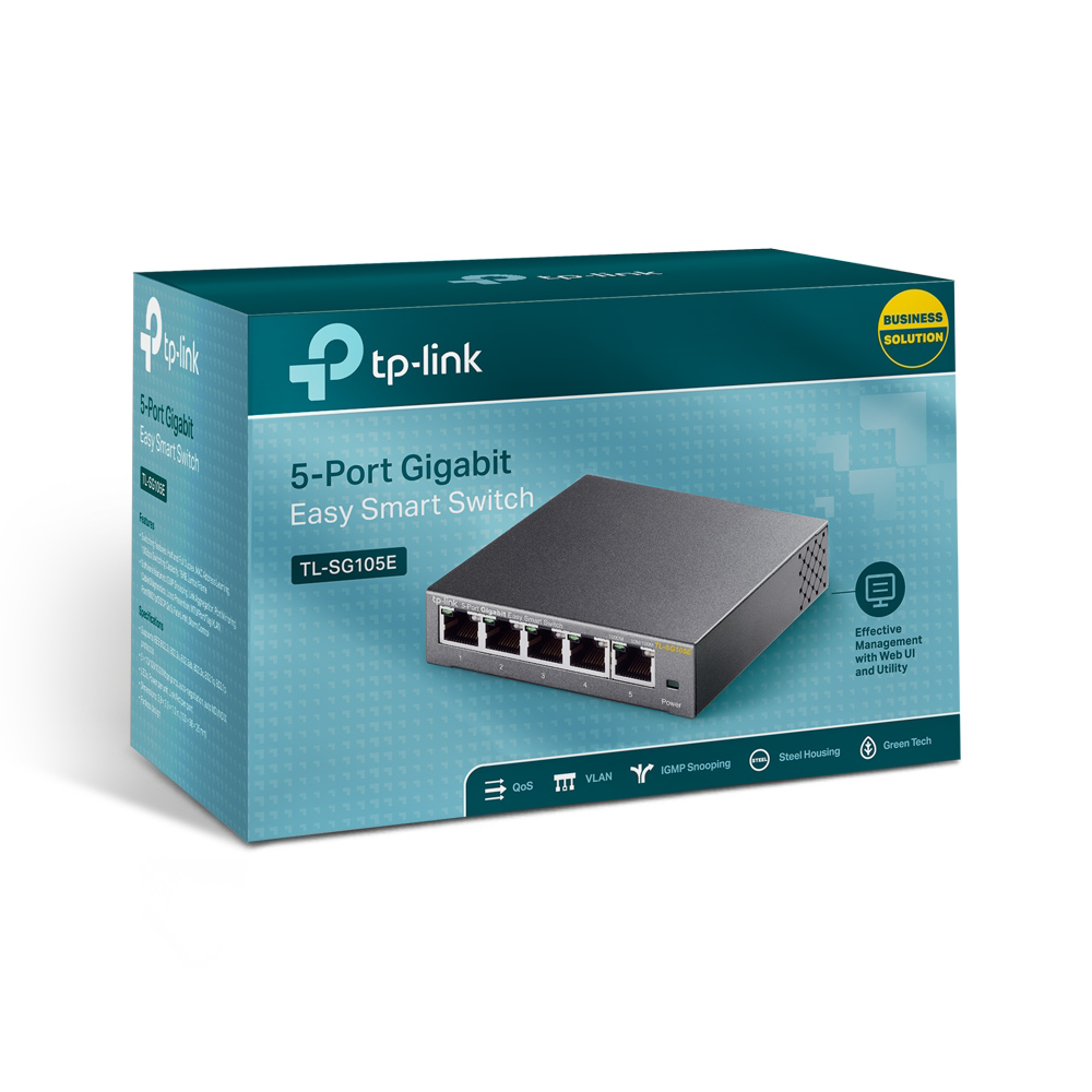 TP-Link TL-SG605E Switch Ethernet Gigabit 5 Ports Gigabit Hub RJ45, Switch Manageable, Boitier Métal, Plug-and-Play, Durable et Silencieux