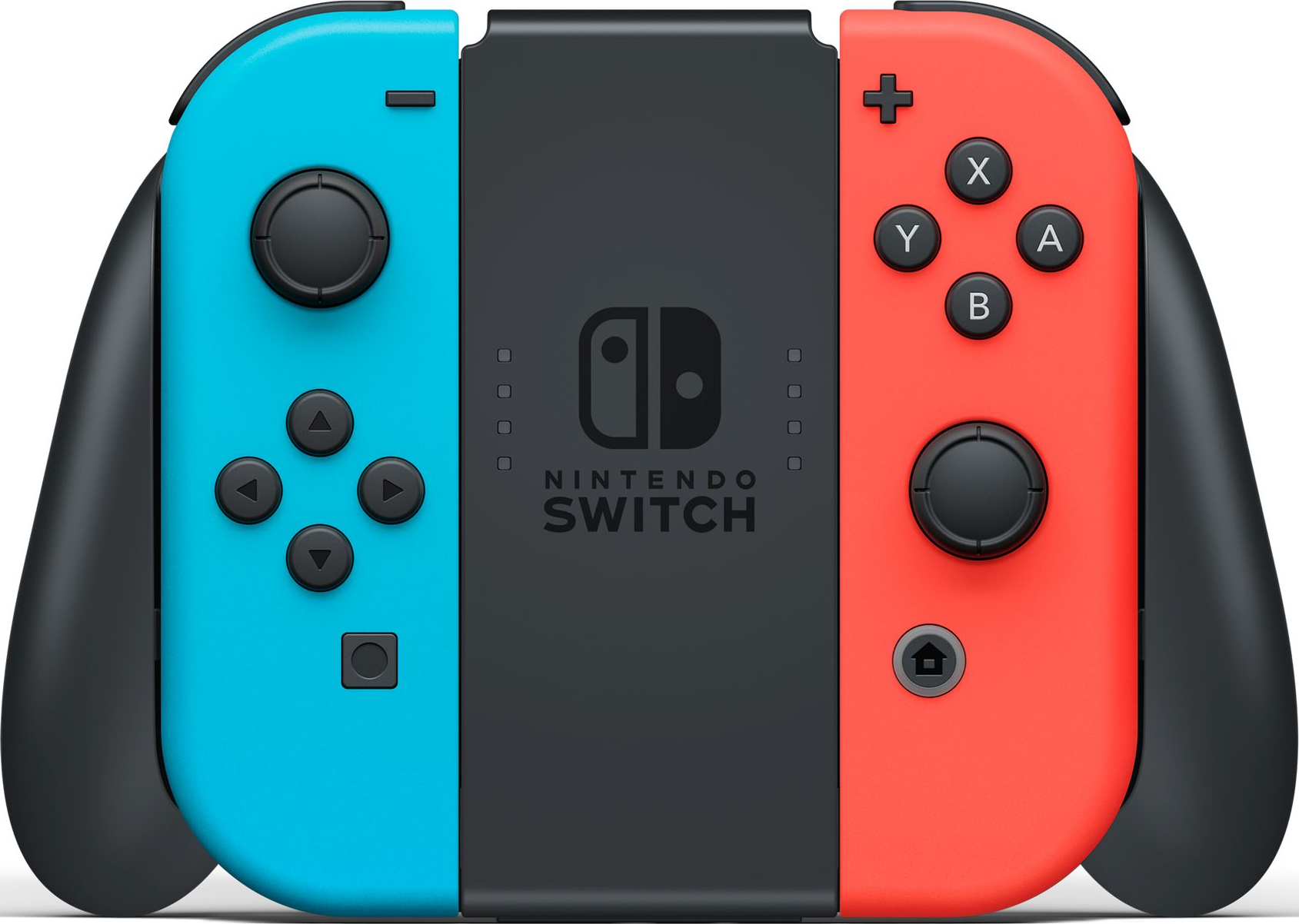 Nintendo Switch-Controller: einer blau, einer rot. Knöpfe sind sichtbar.