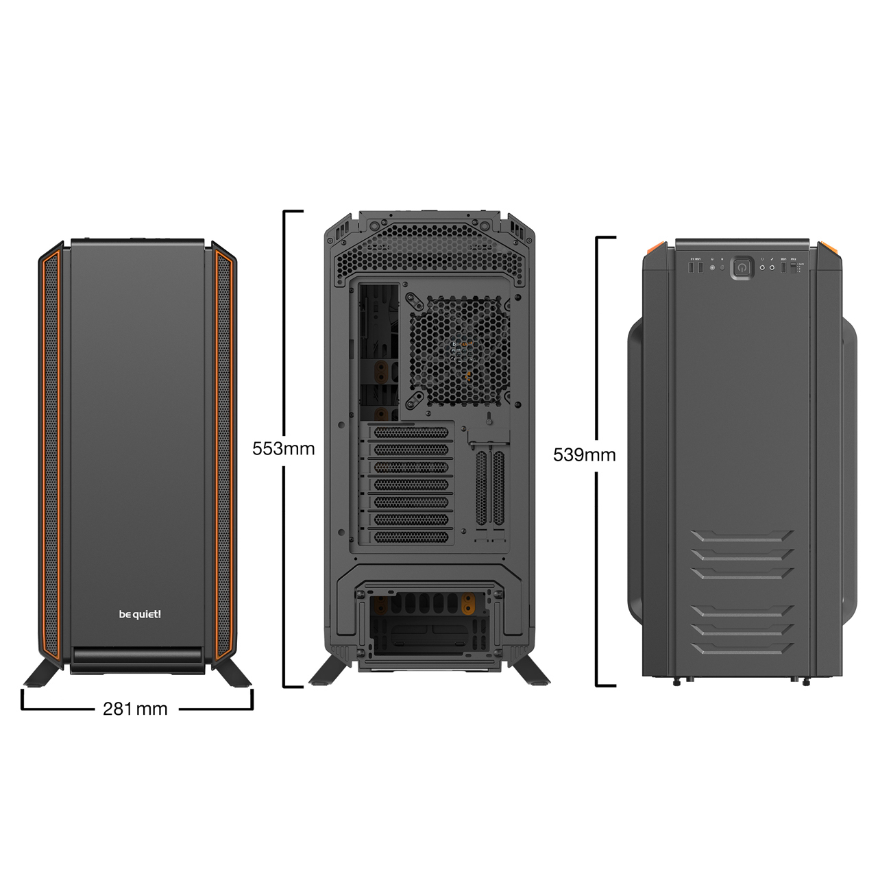 BE QUIET Silent Base 801 Window Gaming PC-Gehäuse, Schwarz/Orange