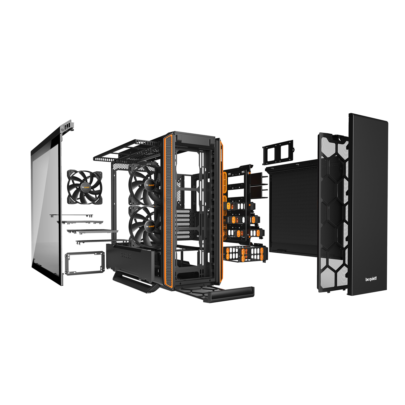 BE QUIET Silent Base 801 Window Gaming PC-Gehäuse, Schwarz/Orange