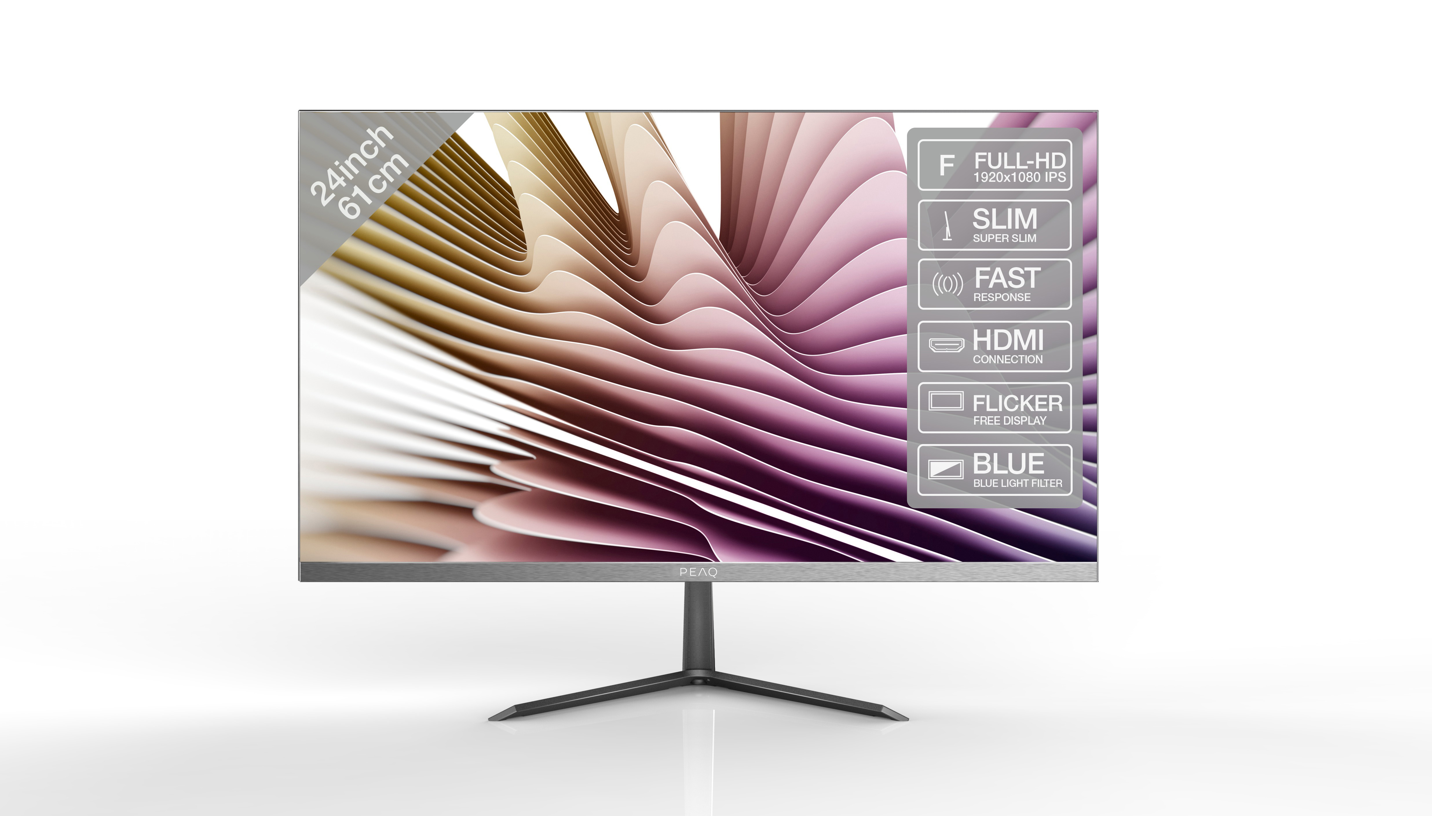 PEAQ PMO Slim S240 24 Zoll  Full-HD  Monitor  5 ms Reaktionszeit  