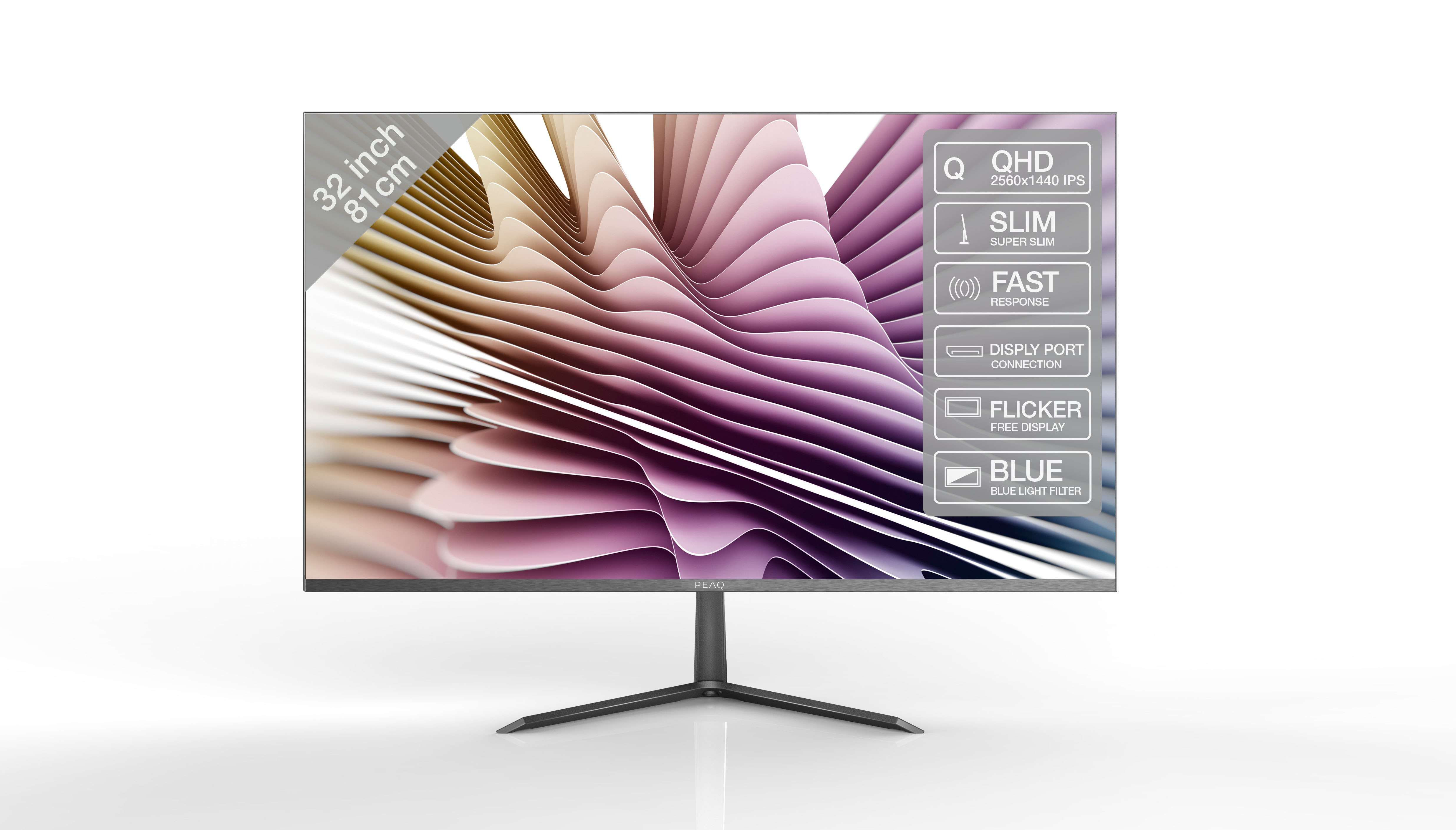 PEAQ PMO Slim S320 32 Zoll  WQHD  Monitor  5 ms Reaktionszeit  