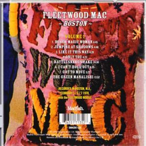 Rückseite des Fleetwood Mac Albums, Boston, Volume 1, mit Titelliste und Bandinfo.