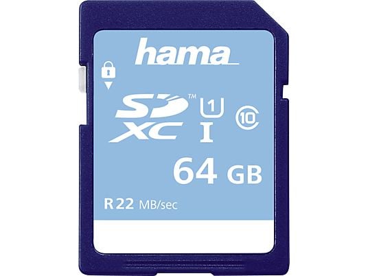 HAMA 104379 22MB/S UHS-i - SDXC-Cartes mémoire  (64 GB, 25 MB/s, Bleu)