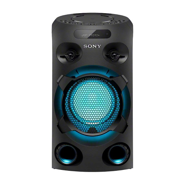 Sony Mhcv02 Sistema de audio potencia bluetooth graves largo alcance jet bass booster luz azul entrada guitarra y karaoke negro altavoz gran usb cd cdusbledmicrófonoguitarra con tecnología hifi mhcv02d para el
