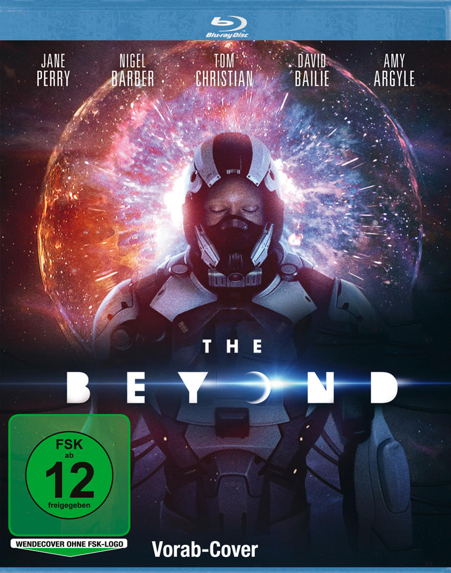 Ein Blu-ray-Filmcover, das eine Person in einem Raumanzug mit Text und Weltraumhintergrund zeigt.