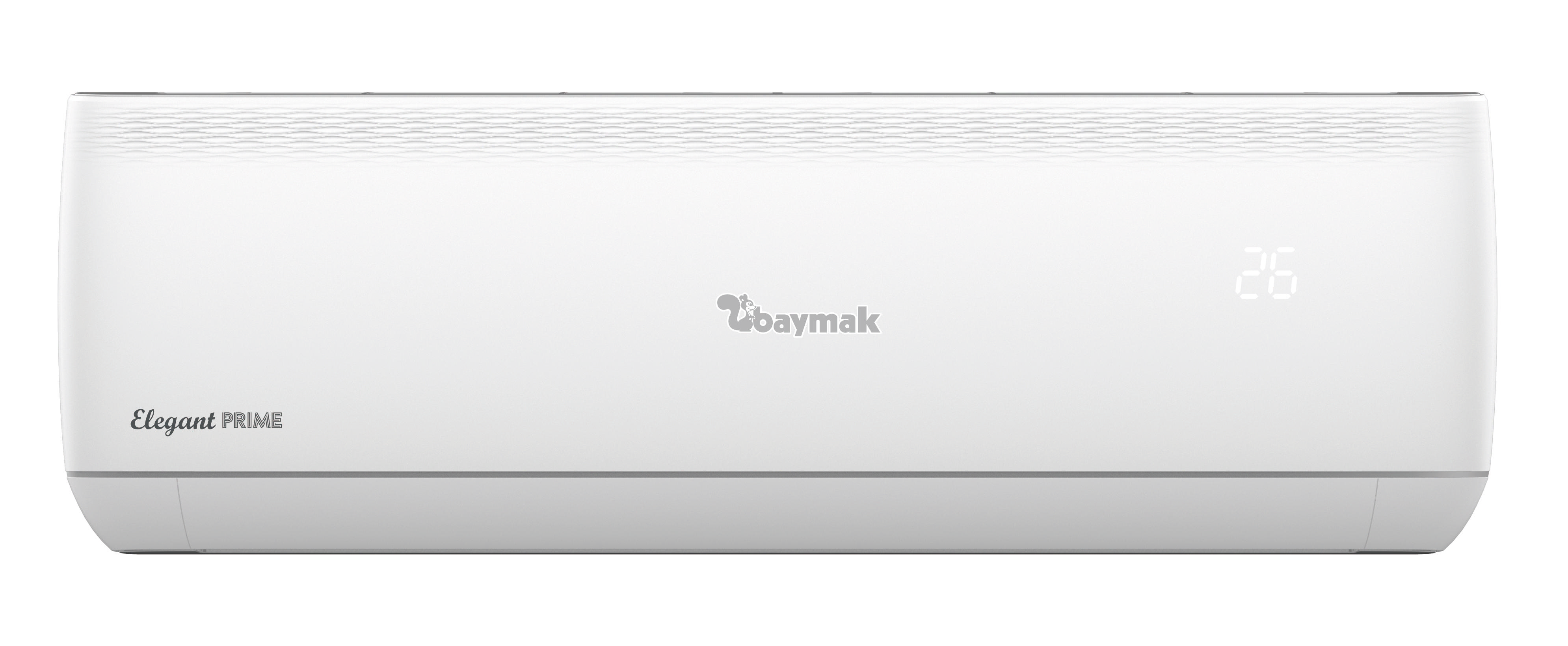 26 gösteren dijital ekranlı beyaz klima. Marka baymak. Model Elegant PRIME.