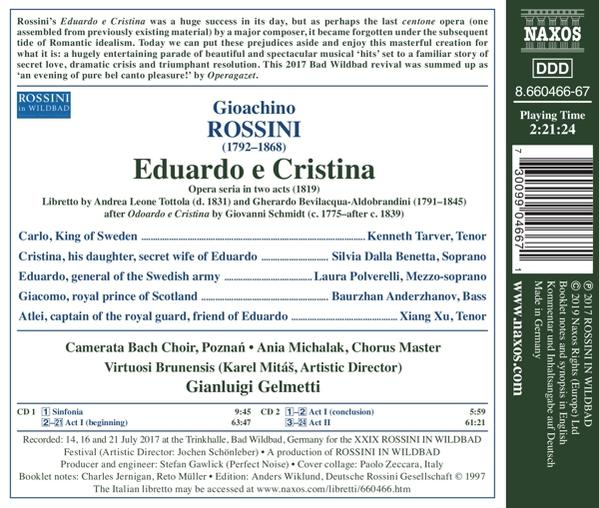 Rückseite des CD-Covers von 'Eduardo e Cristina' mit Text und Logo.