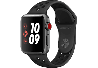 APPLE Watch Series 3 Nike+ - Smartwatch (130-200 mm, Hochleistungs-Fluorelastomer, Space Grau mit Nike Sportarmband Anthrazit/Schwarz)