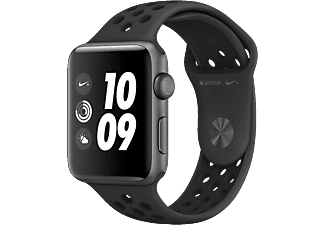 APPLE Watch Nike+ - Smartwatch (140-210 mm, Hochleistungs-Fluorelastomer, Space Grau mit Nike Sportarmband Anthrazit/Schwarz)