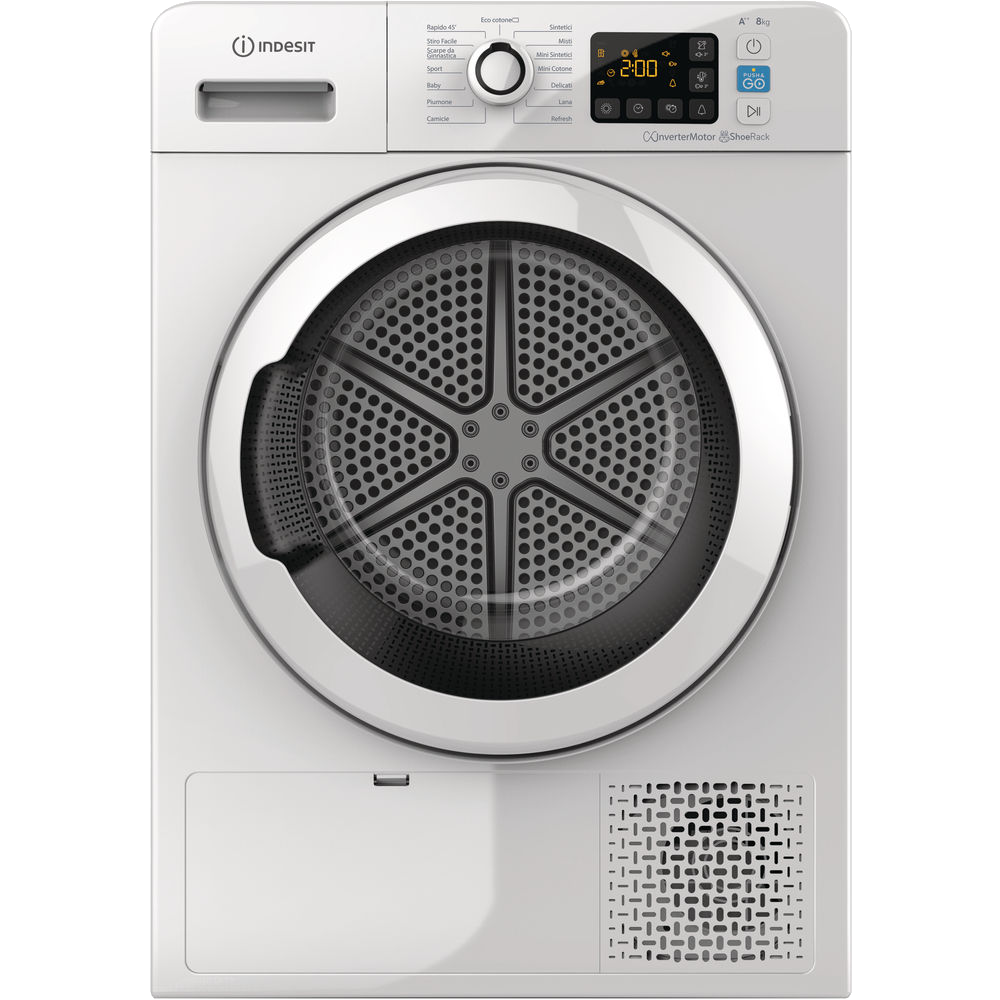 INDESIT YT M11 82K RX EU Hőszivattyús szárítógép, 45' gyors program, ruhafrissítés, A++, inverter motor