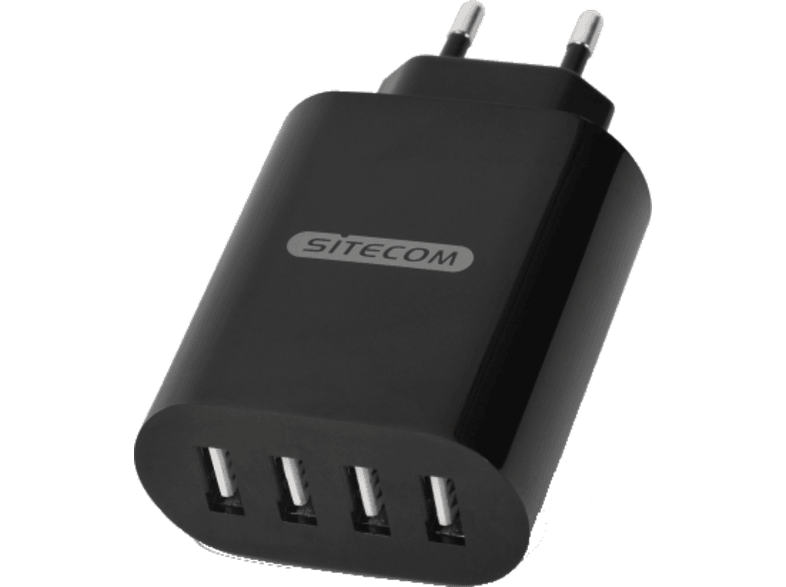 SITECOM Oplader 4 x USB 2.4 A Zwart