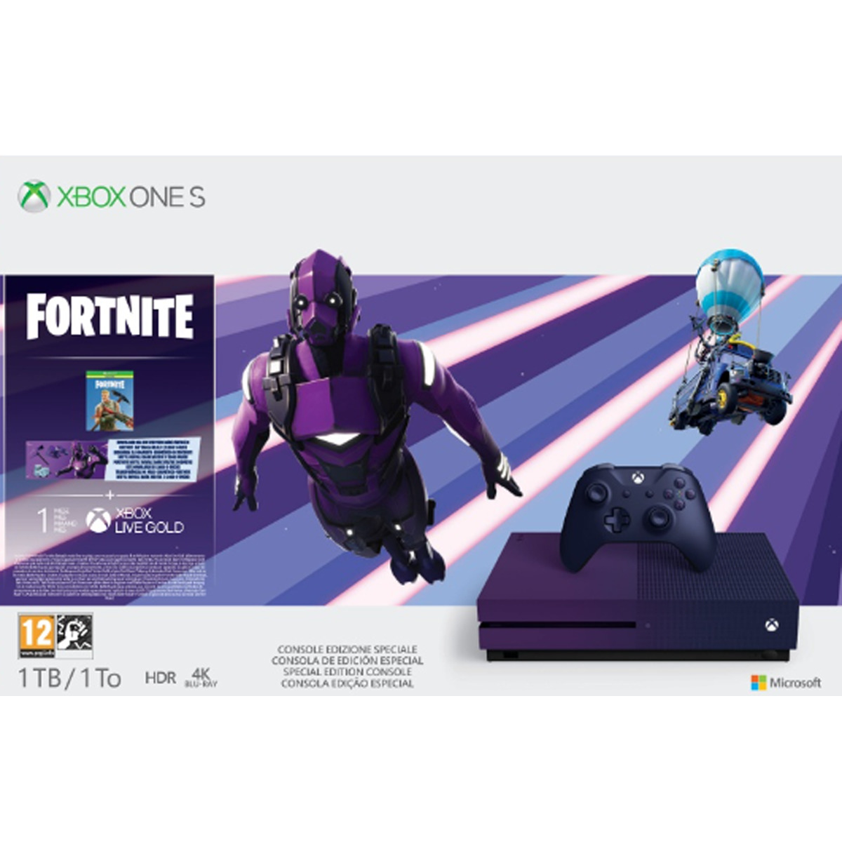Consola - Xbox One S Edición Especial Morada + Fortnite, 1TB