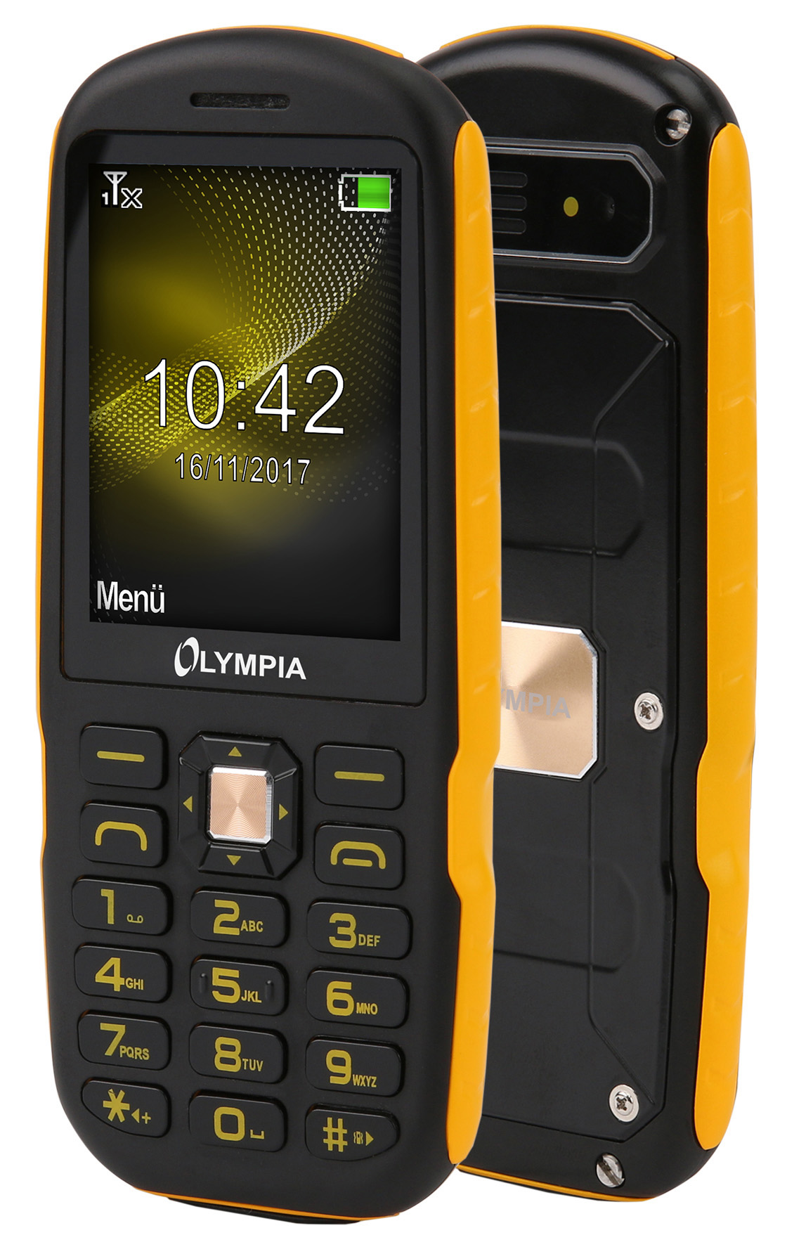 OLYMPIA Rock Outdoor Outdoorhandy, Schwarz/Gelb