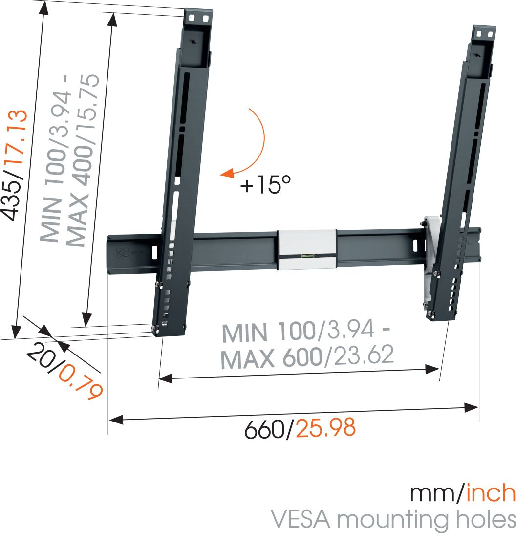 VOGEL´S THIN 515  Wandhalterung, max. 65 Zoll, Neigbar, Schwarz