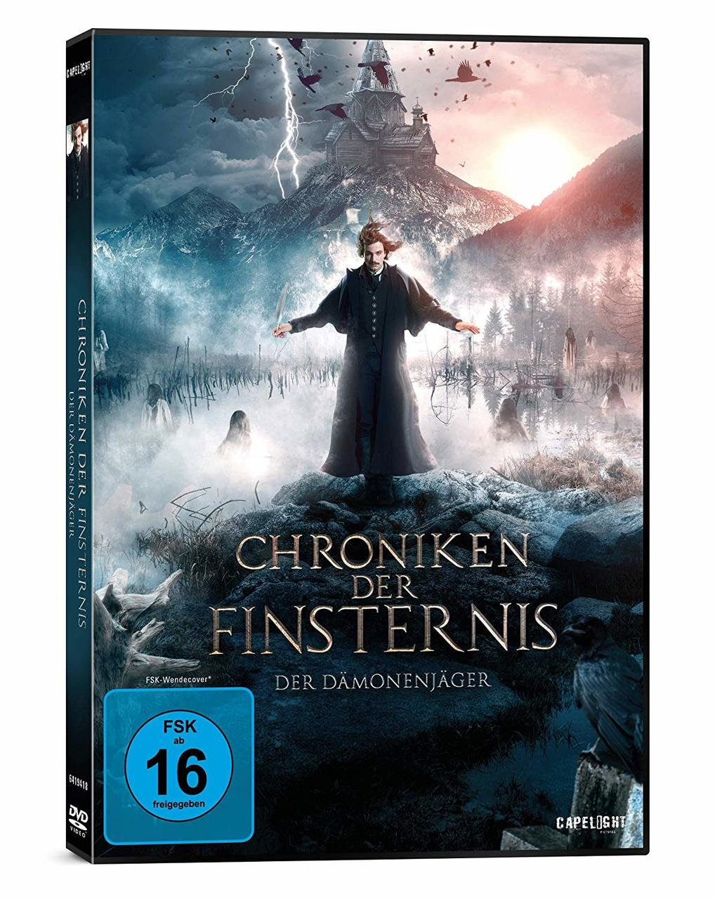 Chroniken der Finsternis DVD-Cover. Ein Mann mit langen Haaren und dunklem Mantel.