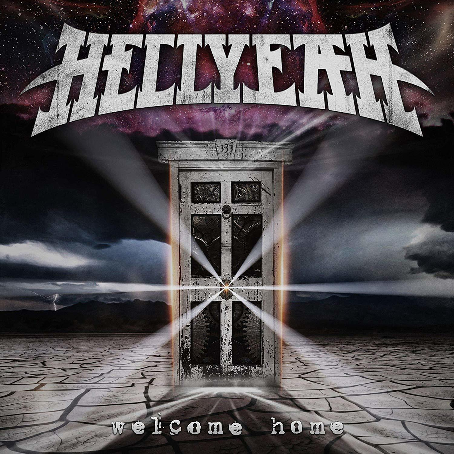 Albumcover: Tür mit Licht, umgeben von einem dunklen Sturm mit HELLYEAH Titel.
