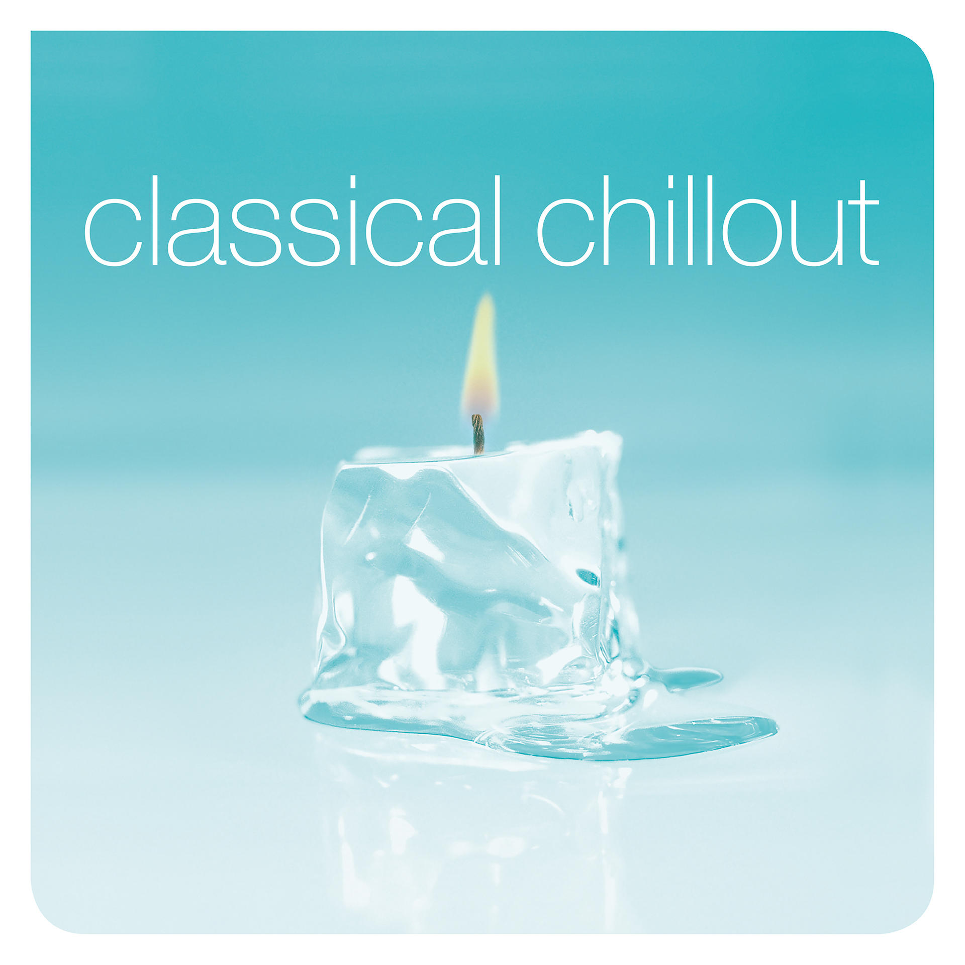 Albumcover, eine Kerze in Eis, auf blauem Hintergrund, mit dem Text 'classical chillout'.