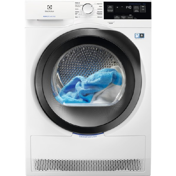 Secadora - Electrolux EW9H3866MB, Bomba de calor, 8 Kg, Sistema EcoFlow, Blanco