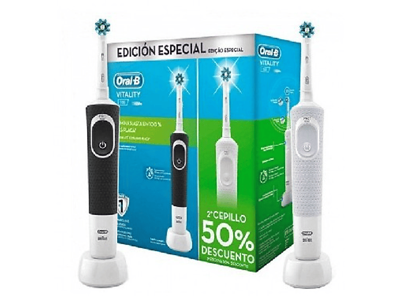 Oral-B pack duo vitality D100 con batería recargable, colores blanco y  negro : : Salud y cuidado personal